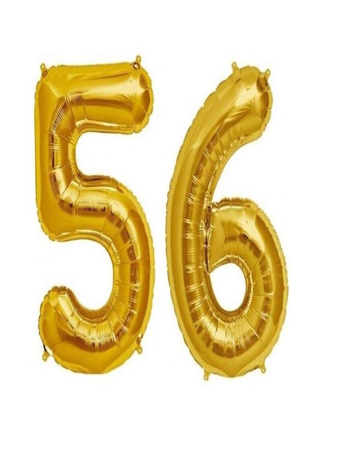 DEEPTI DECOR Number Fifty Six (56) Gold Color Aluminum Foil HD Latex Metallic Number Digit Foil Balloons16 Inch Balloon Decoration Theme,Theme Party, Party Decoration, Happy Birthday Party - Image 1